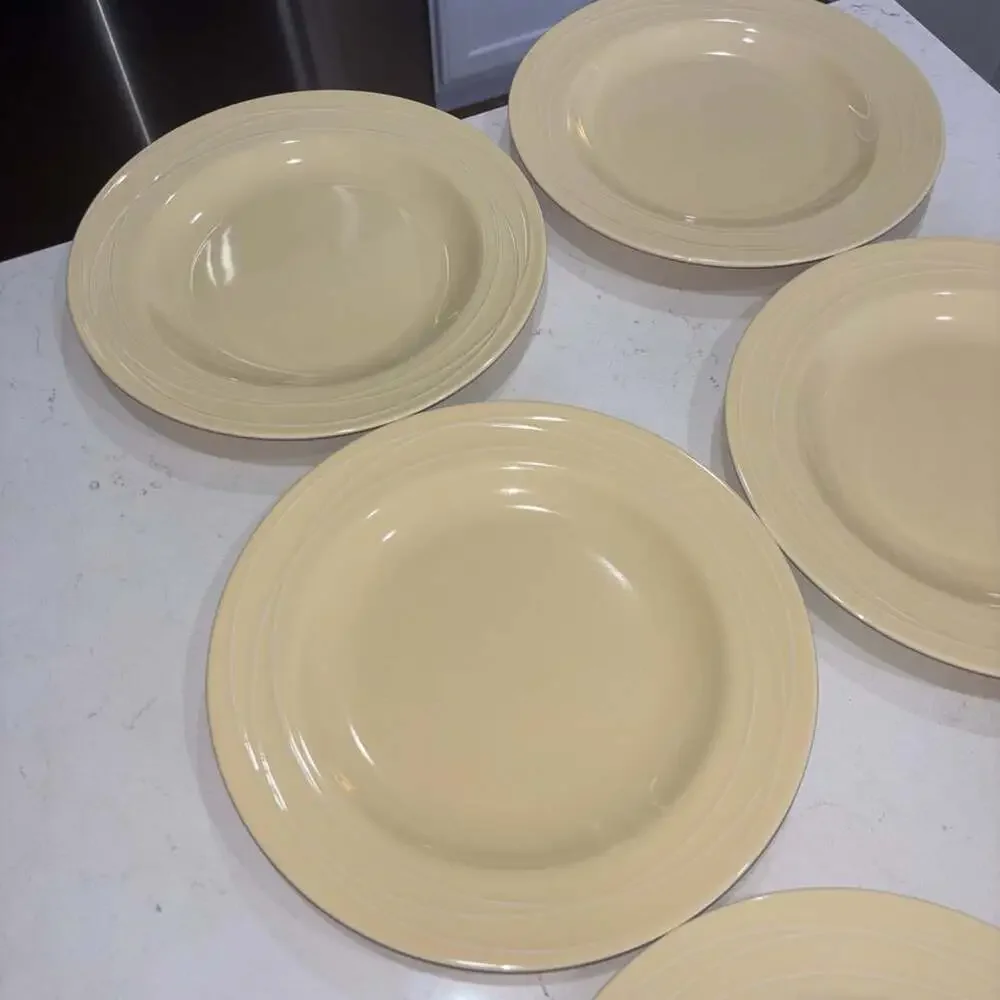 Pottery Barn Spiral Yellow 11” Dinner Plates Set of 6